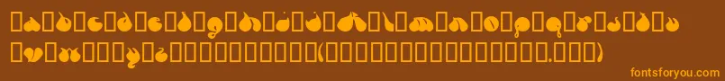 フォントFsoreven – オレンジ色の文字が茶色の背景にあります。