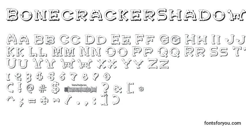 Schriftart BonecrackerShadow – Alphabet, Zahlen, spezielle Symbole