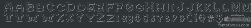 BonecrackerShadow-fontti – harmaat kirjasimet mustalla taustalla