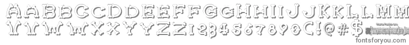 BonecrackerShadow-fontti – harmaat kirjasimet valkoisella taustalla