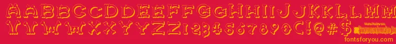 BonecrackerShadow Font – Orange Fonts on Red Background