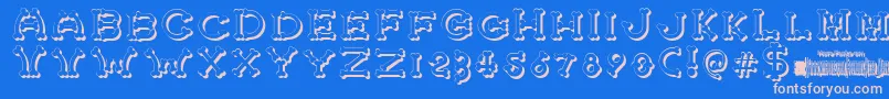 BonecrackerShadow Font – Pink Fonts on Blue Background