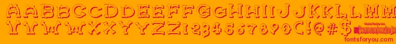 BonecrackerShadow-Schriftart – Rote Schriften auf orangefarbenem Hintergrund