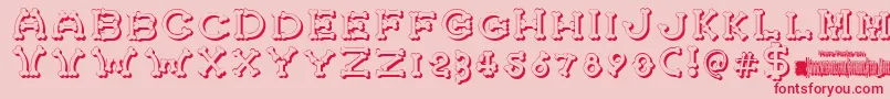 BonecrackerShadow Font – Red Fonts on Pink Background