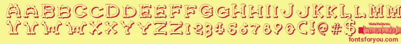 BonecrackerShadow Font – Red Fonts on Yellow Background