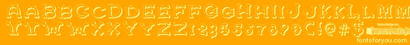 BonecrackerShadow-Schriftart – Gelbe Schriften auf orangefarbenem Hintergrund