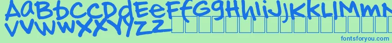 HandOfJj Font – Blue Fonts on Green Background