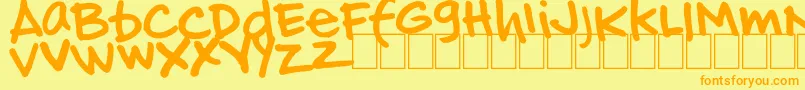 HandOfJj Font – Orange Fonts on Yellow Background