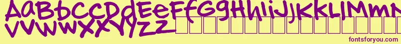 HandOfJj Font – Purple Fonts on Yellow Background