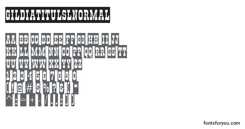 A fonte GildiatitulslNormal – alfabeto, números, caracteres especiais