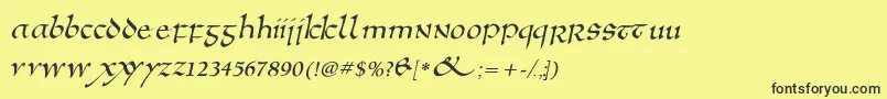 フォントAnglosaxoblique – 黒い文字の黄色い背景