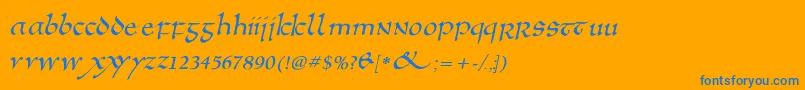 Anglosaxoblique Font – Blue Fonts on Orange Background
