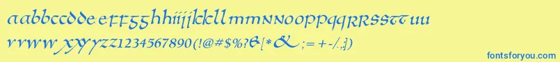 Anglosaxoblique Font – Blue Fonts on Yellow Background