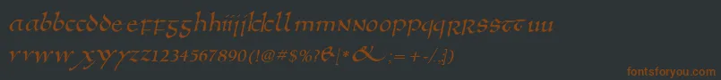 Anglosaxoblique-Schriftart – Braune Schriften auf schwarzem Hintergrund
