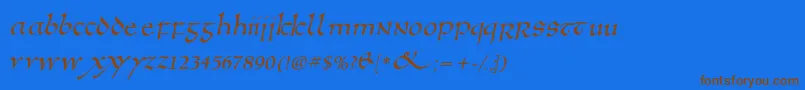 Anglosaxoblique Font – Brown Fonts on Blue Background