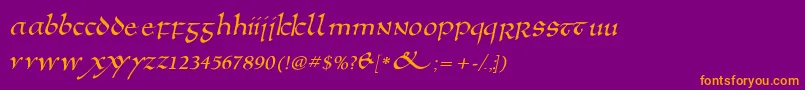 Anglosaxoblique Font – Orange Fonts on Purple Background