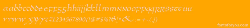 Anglosaxoblique Font – Pink Fonts on Orange Background