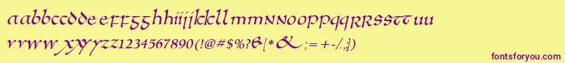 Anglosaxoblique Font – Purple Fonts on Yellow Background