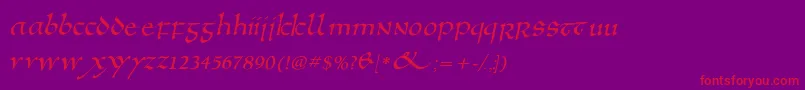 Anglosaxoblique-Schriftart – Rote Schriften auf violettem Hintergrund
