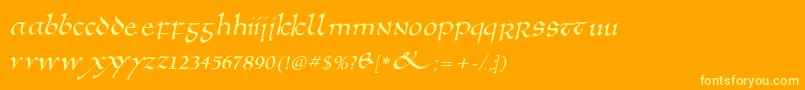 Anglosaxoblique Font – Yellow Fonts on Orange Background