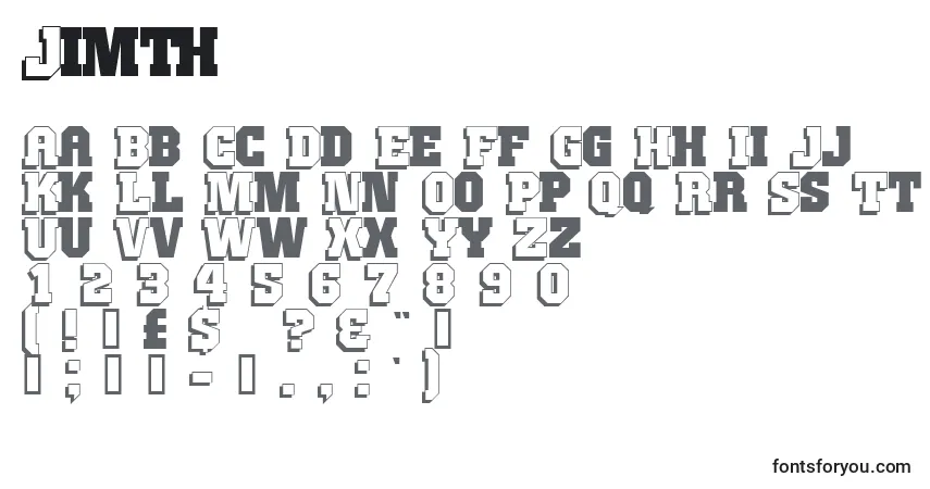 Schriftart Jimth – Alphabet, Zahlen, spezielle Symbole