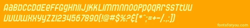 More about SfSpeedwaystarCondensedOblique Font SfSpeedwaystarCondensedOblique Font – Yellow Fonts on Orange Background