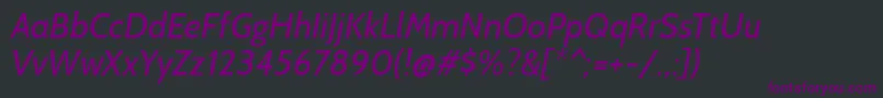 フォントCabinItalic – 黒い背景に紫のフォント