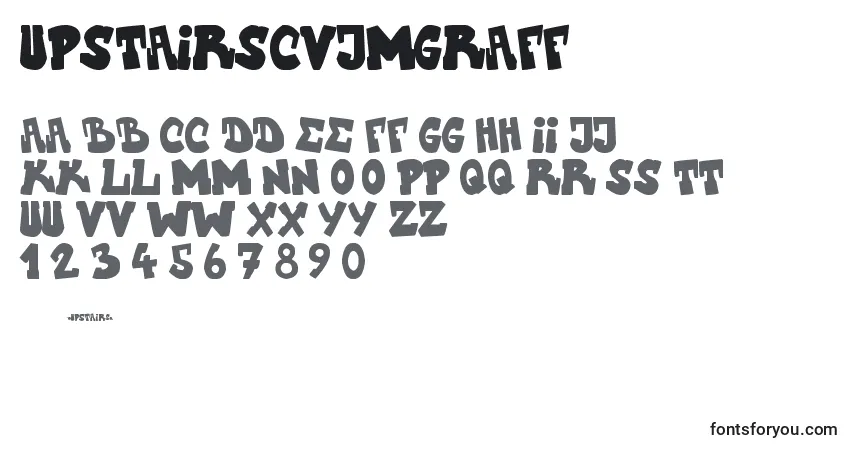 Шрифт Upstairscvjmgraff – алфавит, цифры, специальные символы