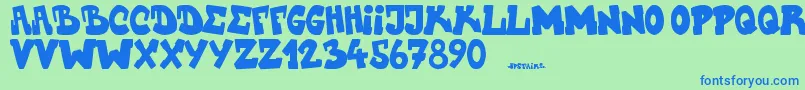 Upstairscvjmgraff Font – Blue Fonts on Green Background