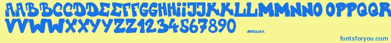 Upstairscvjmgraff Font – Blue Fonts on Yellow Background