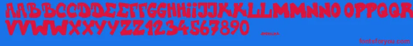 Upstairscvjmgraff Font – Red Fonts on Blue Background