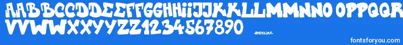 Upstairscvjmgraff Font – White Fonts on Blue Background