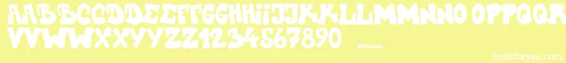 Upstairscvjmgraff Font – White Fonts on Yellow Background