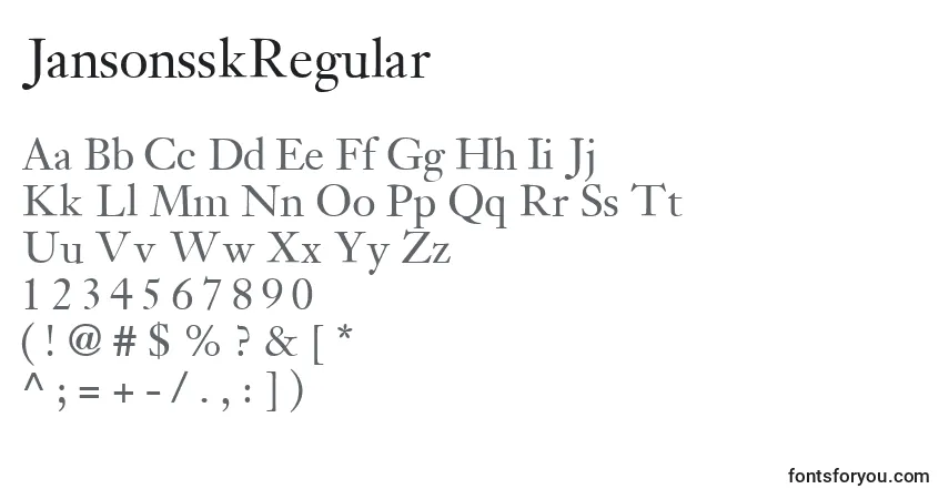 JansonsskRegular-fontti – aakkoset, numerot, erikoismerkit