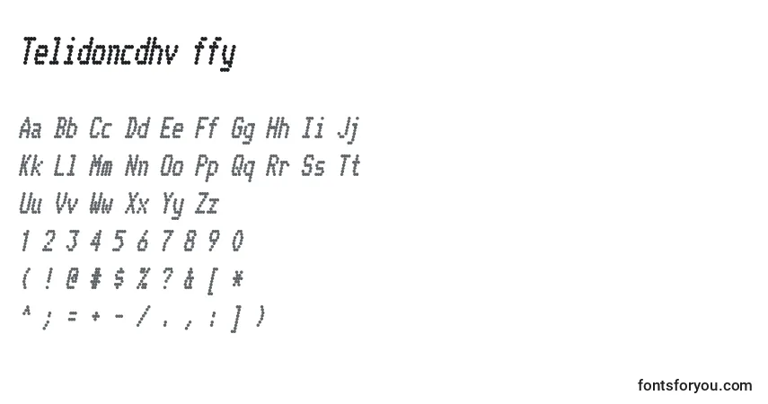 A fonte Telidoncdhv ffy – alfabeto, números, caracteres especiais