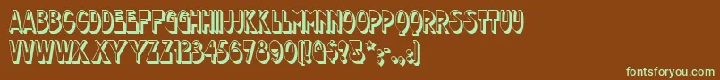 フォントChocolatedropsnf – 緑色の文字が茶色の背景にあります。