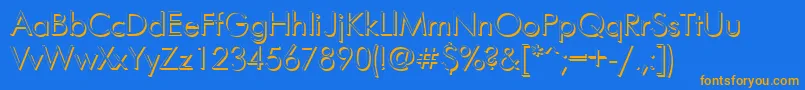 フォントFuturisshadowcttRegular – オレンジ色の文字が青い背景にあります。