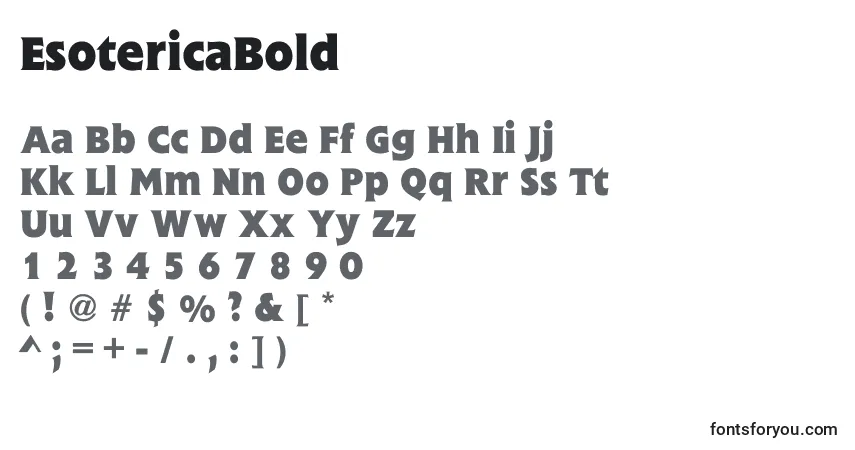 Czcionka EsotericaBold – alfabet, cyfry, specjalne znaki