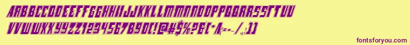 Lampreyacadital-Schriftart – Violette Schriften auf gelbem Hintergrund