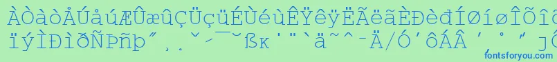 Weitere Informationen zur WpMultinationalaCourier-Schriftart WpMultinationalaCourier-Schriftart – Blaue Schriften auf grünem Hintergrund