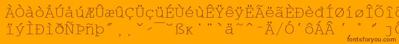 WpMultinationalaCourier-Schriftart – Braune Schriften auf orangefarbenem Hintergrund