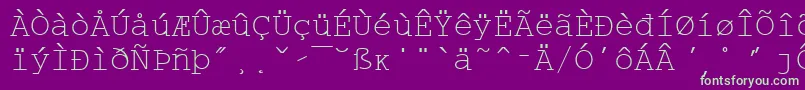WpMultinationalaCourier-Schriftart – Grüne Schriften auf violettem Hintergrund