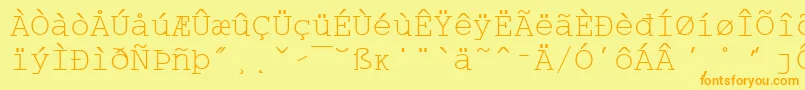 WpMultinationalaCourier-Schriftart – Orangefarbene Schriften auf gelbem Hintergrund
