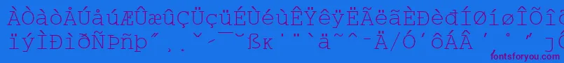 WpMultinationalaCourier-Schriftart – Violette Schriften auf blauem Hintergrund