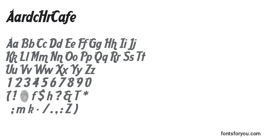 A fonte AardcHrCafe – alfabeto, números, caracteres especiais