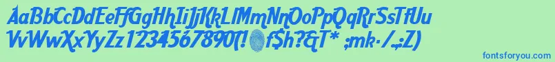 AardcHrCafe-Schriftart – Blaue Schriften auf grünem Hintergrund