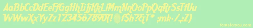 AardcHrCafe-Schriftart – Gelbe Schriften auf grünem Hintergrund