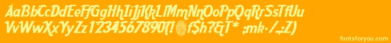 AardcHrCafe-Schriftart – Gelbe Schriften auf orangefarbenem Hintergrund