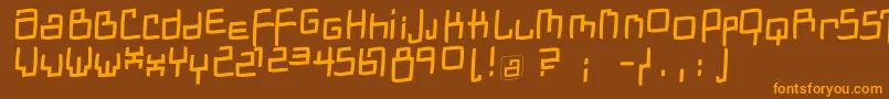 Weitere Informationen zur DadastracesfreeshapesItalic-Schriftart DadastracesfreeshapesItalic-Schriftart – Orangefarbene Schriften auf braunem Hintergrund