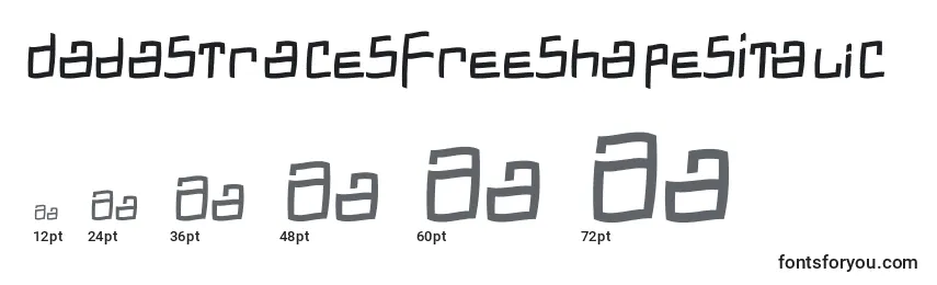 DadastracesfreeshapesItalic Font Sizes